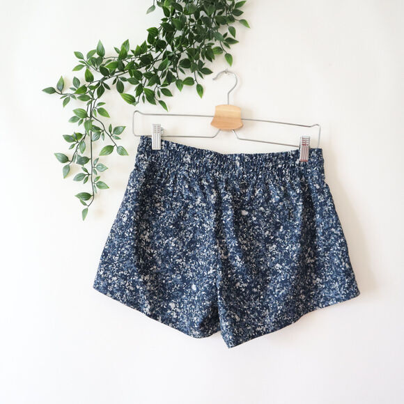 Athleta Blue Speckle Drawstring Polyester Athletic Shorts Size 2 - Picture 3 of 4